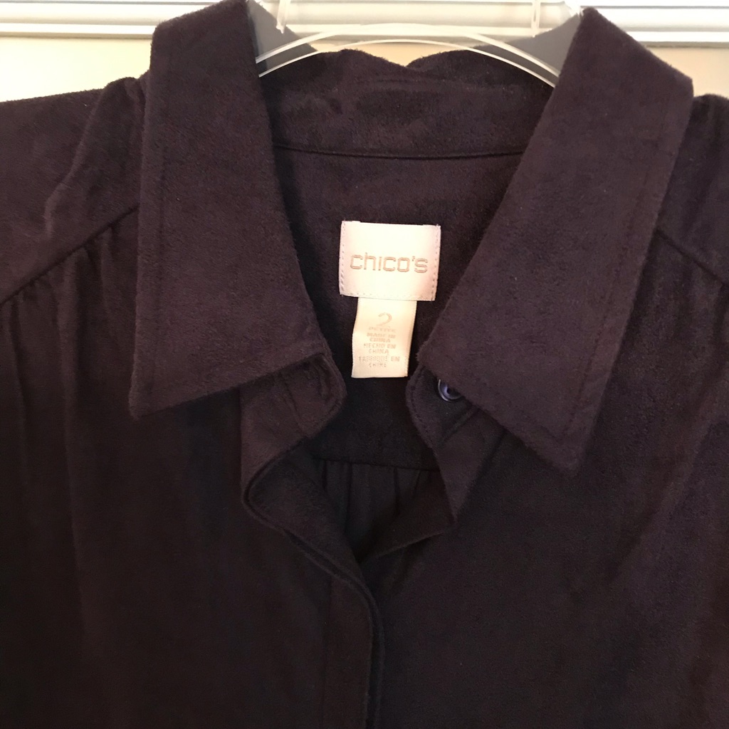 Chicos Suede Shirt Buttoned Front